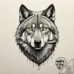 A beautiful, realistic black wolf, its eyes g… – tattoo sketch (№1752085637_0, 09.07.2025 18:27) — tattoovalue.net