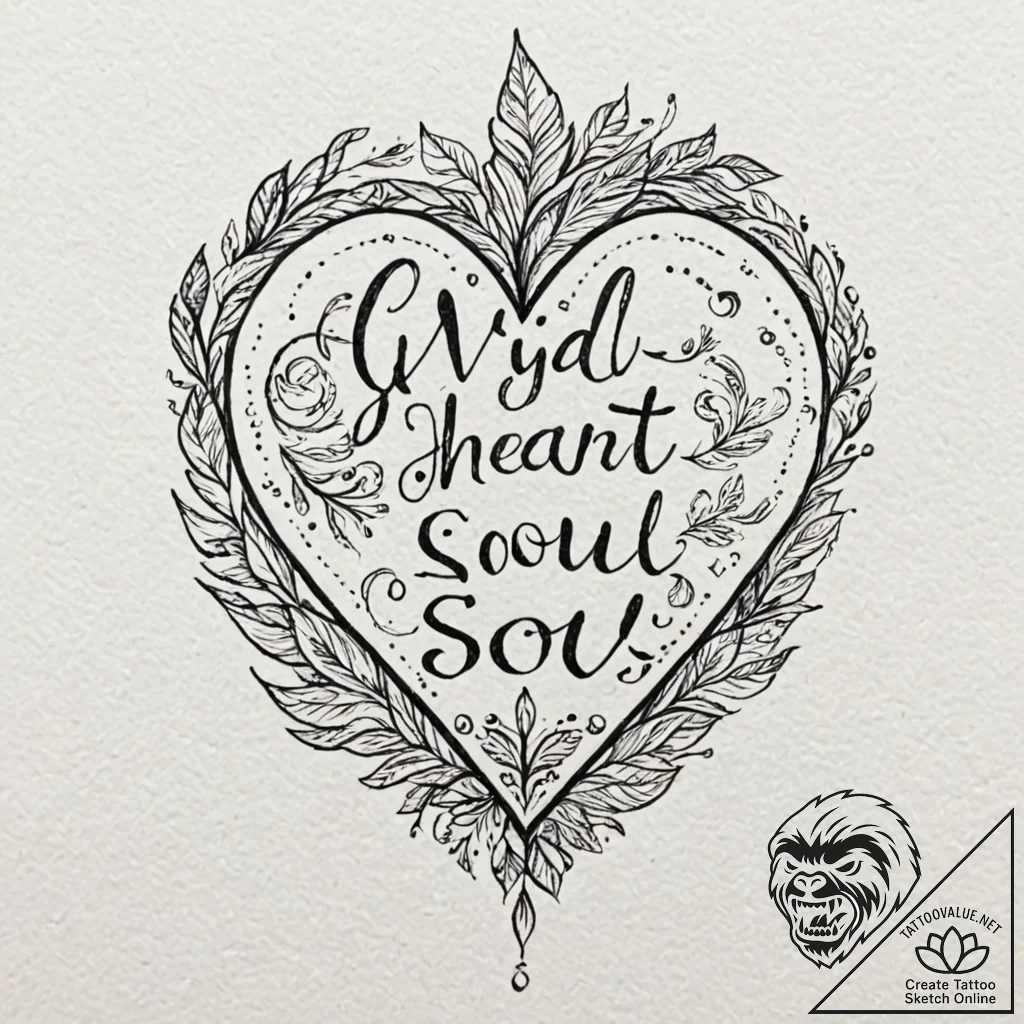 A quote "wild heart, gypsy soul", tattoo flas... - tattoo sketch (№1752085804_0, 09.07.2025 18:30) — tattoovalue.net
