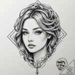A girl whose body is a complex, beautiful lab… – tattoo sketch (№1752086136_0, 09.07.2025 18:35) — tattoovalue.net
