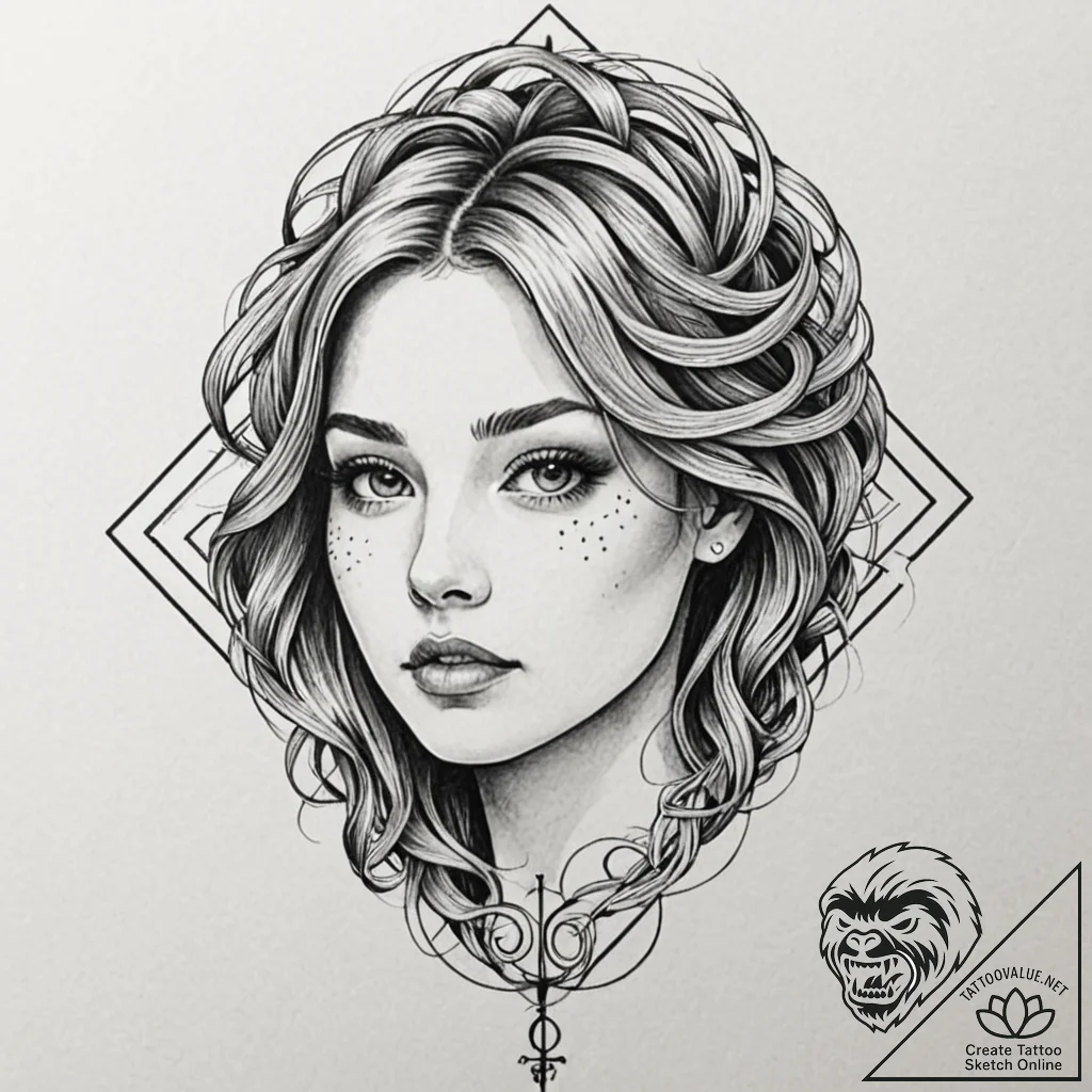 A girl whose body is a complex, beautiful lab... - tattoo sketch (№1752086136_0, 09.07.2025 18:35) — tattoovalue.net