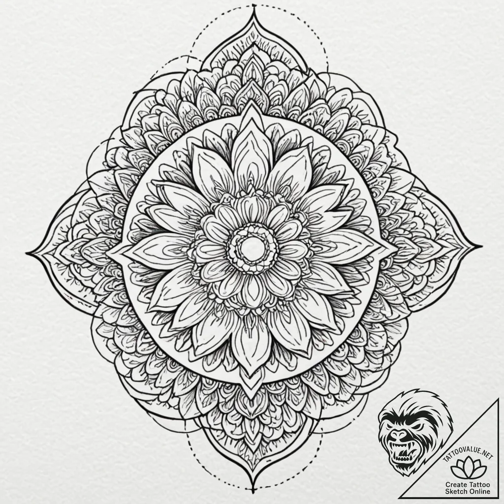 A beautiful, delicate floral pattern, peeking... - tattoo sketch (№1752086300_0, 09.07.2025 18:38) — tattoovalue.net