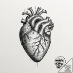 A human heart, with a price tag attached to i… – tattoo sketch (№1752086391_0, 09.07.2025 18:39) — tattoovalue.net