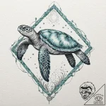 A graceful sea turtle, swimming through a tur… – tattoo sketch (№1752086720_0, 09.07.2025 18:45) — tattoovalue.net