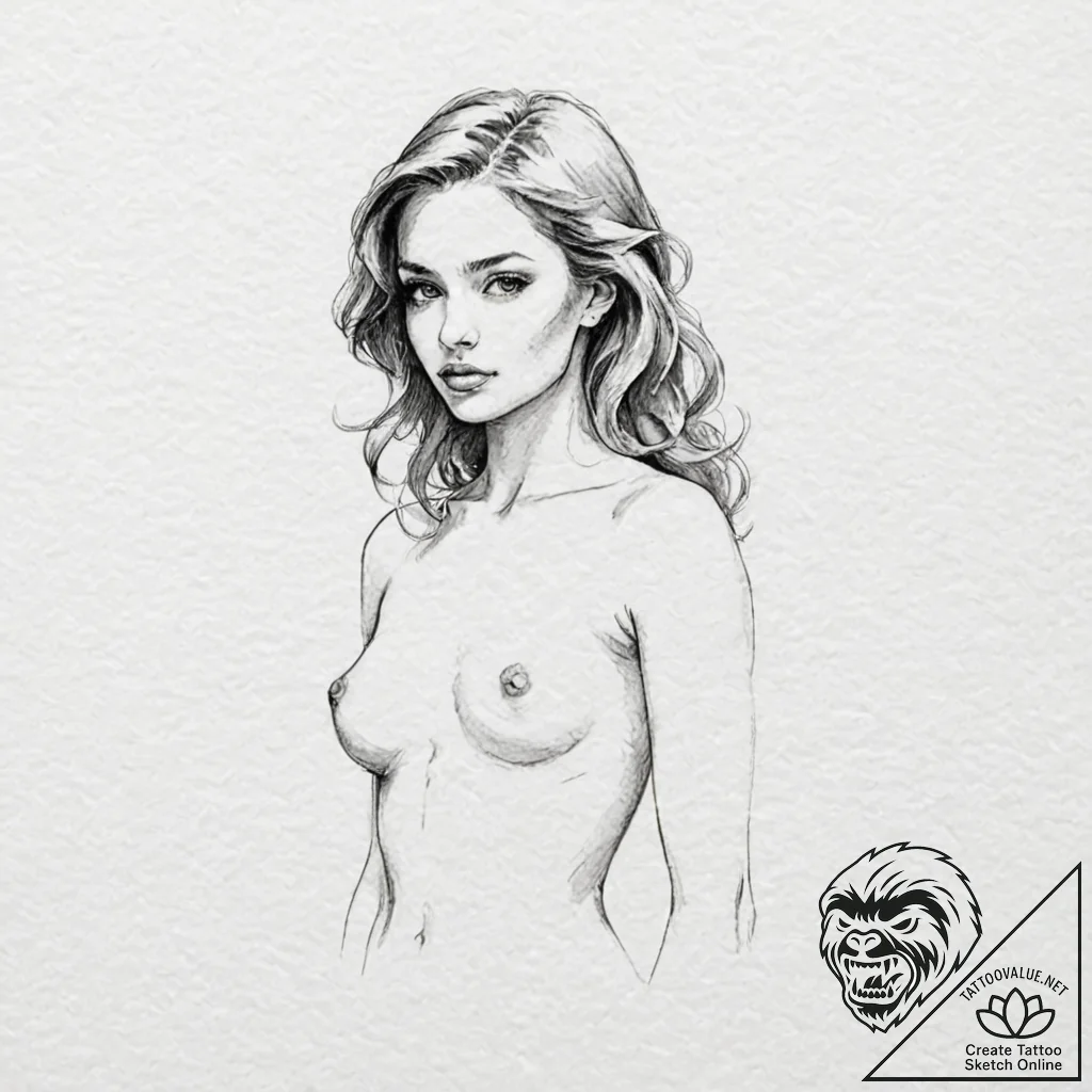 A beautiful woman, but her shadow is a graspi... - tattoo sketch (№1752087143_0, 09.07.2025 18:52) — tattoovalue.net