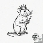 A cartoon rat, but it’s wearing a tiny, crook… – tattoo sketch (№1752087225_0, 09.07.2025 18:53) — tattoovalue.net