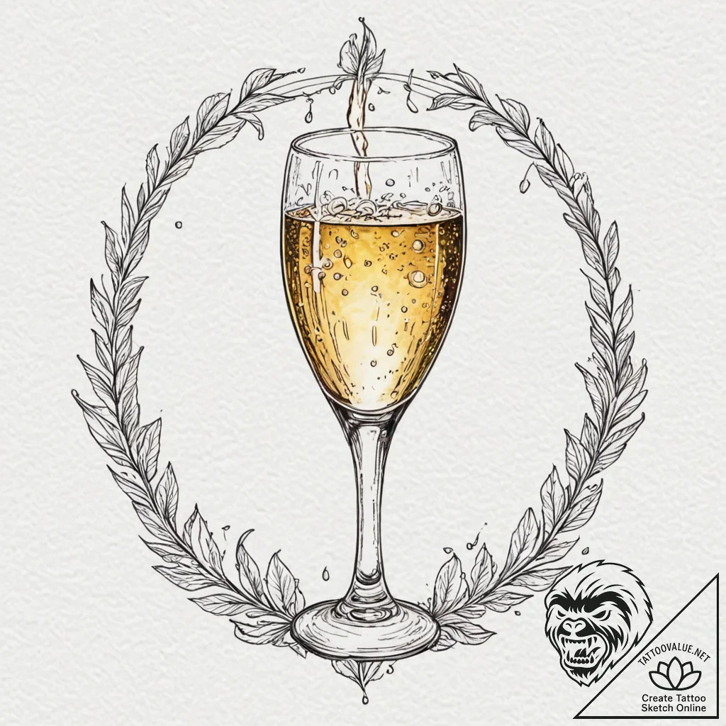 A single, perfect, glistening drop of expensi... - tattoo sketch (№1752087311_0, 09.07.2025 18:55) — tattoovalue.net