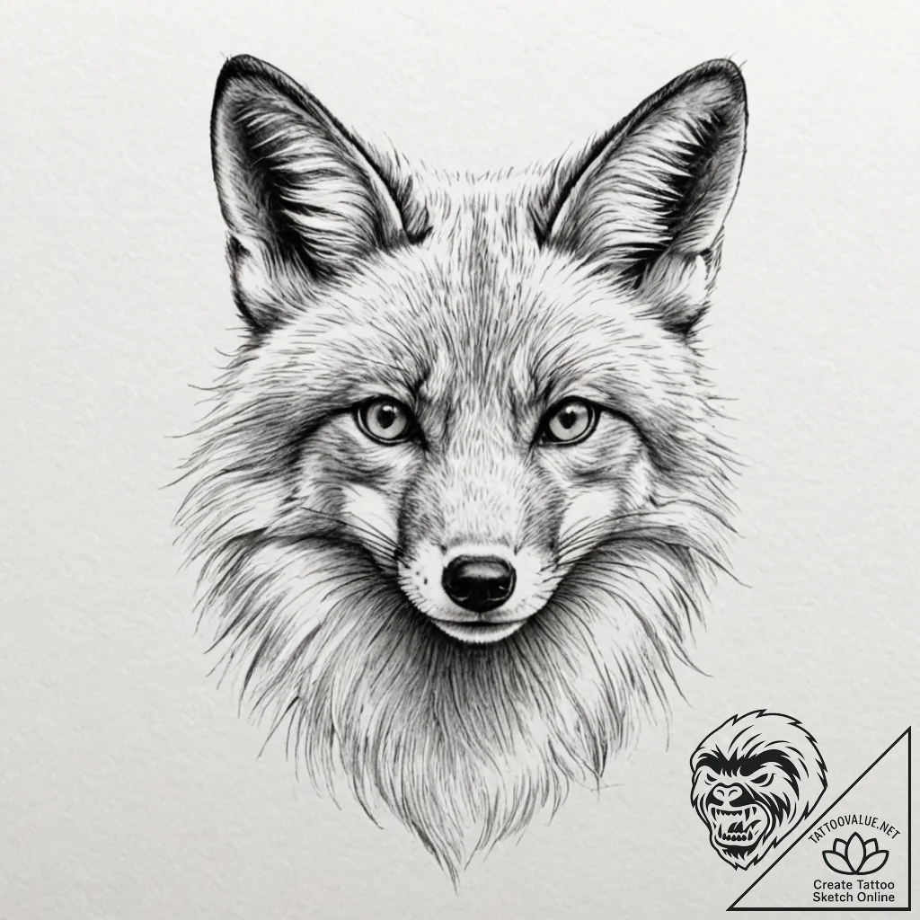 A beautiful, realistic black fox, with silver... - tattoo sketch (№1752087395_0, 09.07.2025 18:56) — tattoovalue.net