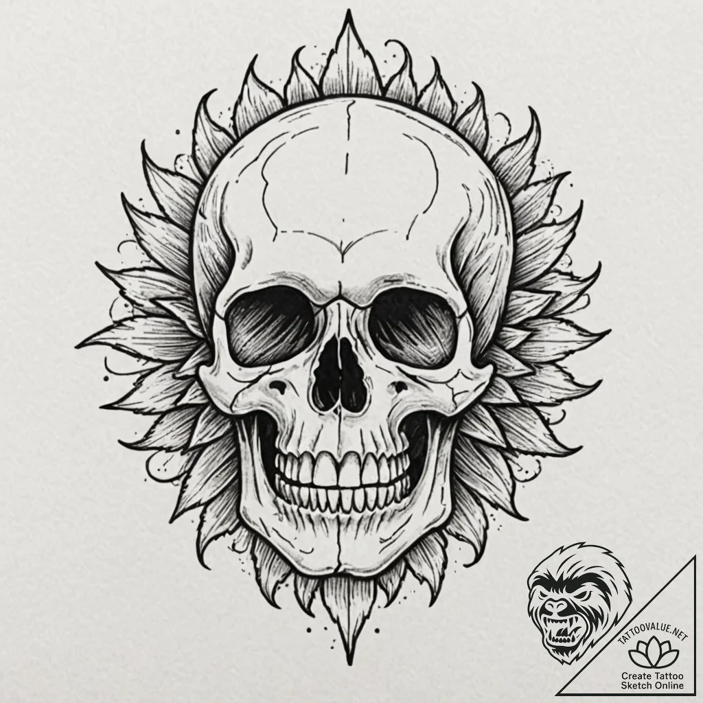 A human skull, but it's a beautiful crystal s... - tattoo sketch (№1752087477_0, 09.07.2025 18:57) — tattoovalue.net