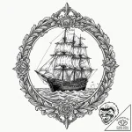 A beautiful, ornate battle standard, torn and… – tattoo sketch (№1752087978_0, 09.07.2025 19:06) — tattoovalue.net