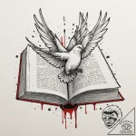 A beautiful, open book, its pages are turning… – tattoo sketch (№1752088063_0, 09.07.2025 19:07) — tattoovalue.net
