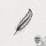 A single, delicate feather, dissolving into a… – tattoo sketch (№1752088147_0, 09.07.2025 19:09) — tattoovalue.net