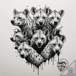 A powerful hunting pack of hyenas, their inte… – tattoo sketch (№1752088229_0, 09.07.2025 19:10) — tattoovalue.net