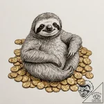 A beautiful, but lazy sloth, lounging on a pi… – tattoo sketch (№1752088312_0, 09.07.2025 19:11) — tattoovalue.net