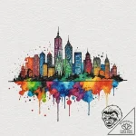 A city skyline at night, its lights are color… – tattoo sketch (№1752088986_0, 09.07.2025 19:23) — tattoovalue.net