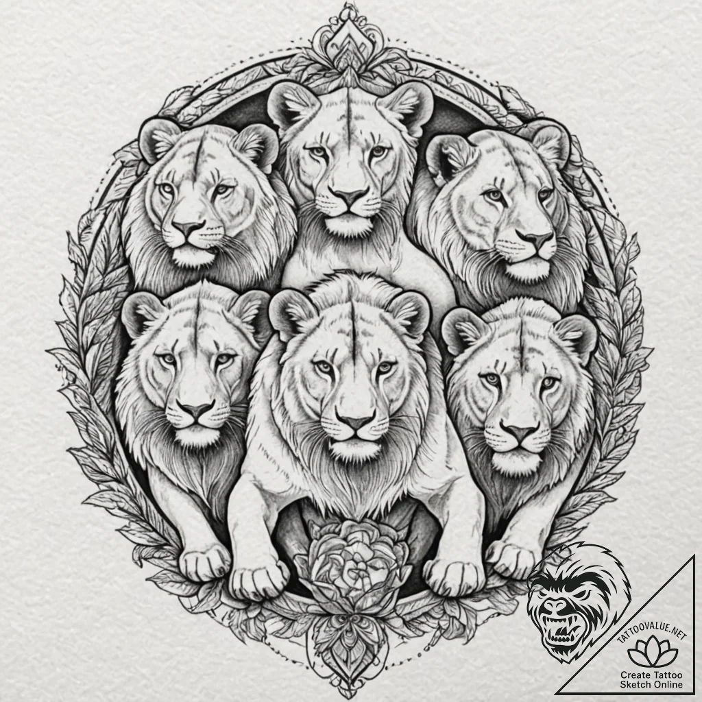 A beautiful, strong pack of lions, the pride... - tattoo sketch (№1752089153_0, 09.07.2025 19:25) — tattoovalue.net