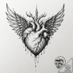 A human heart, with wings, ready to soar with… – tattoo sketch (№1752089235_0, 09.07.2025 19:27) — tattoovalue.net
