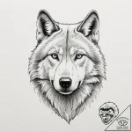 A realistic portrait of a wolf, with one eye… – tattoo sketch (№1752090918_0, 09.07.2025 19:55) — tattoovalue.net
