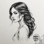 A beautiful woman whose hair is a waterfall,… – tattoo sketch (№1752091003_0, 09.07.2025 19:56) — tattoovalue.net