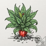 A powerful plant, breaking through a concrete… – tattoo sketch (№1752091090_0, 09.07.2025 19:58) — tattoovalue.net