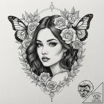 A girl whose body is covered in the patterns… – tattoo sketch (№1752091174_0, 09.07.2025 19:59) — tattoovalue.net