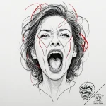 A portrait of a screaming face, half realisti… – tattoo sketch (№1752091260_0, 09.07.2025 20:01) — tattoovalue.net