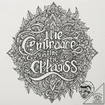A phrase like “embrace the chaos” in a beauti… – tattoo sketch (№1752091769_0, 09.07.2025 20:09) — tattoovalue.net