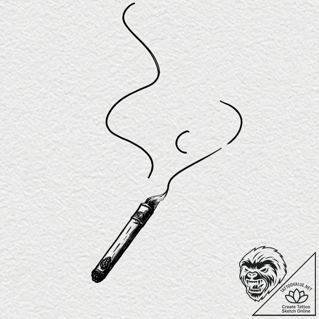 A realistic, smoldering cigarillo with a wisp... - tattoo sketch (№1752091936_0, 09.07.2025 20:12) — tattoovalue.net