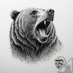 A powerful grizzly bear, roaring, its breath… – tattoo sketch (№1752092271_0, 09.07.2025 20:17) — tattoovalue.net