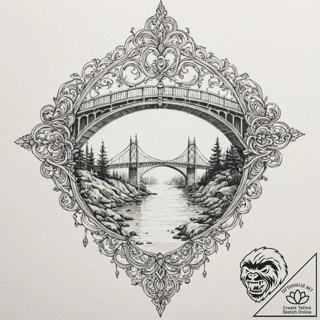 A beautiful, strong bridge, connecting two sh... - tattoo sketch (№1752092437_0, 09.07.2025 20:20) — tattoovalue.net