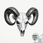A beautiful ram’s skull, its horns are made o… – tattoo sketch (№1752093484_0, 09.07.2025 20:38) — tattoovalue.net