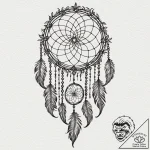 A beautiful, delicate dreamcatcher, with dark… – tattoo sketch (№1752093567_0, 09.07.2025 20:39) — tattoovalue.net