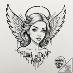 A quote “a little bit of devil in her angel e… – tattoo sketch (№1752093736_0, 09.07.2025 20:42) — tattoovalue.net