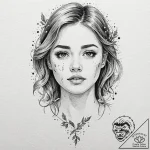 A girl whose tears are falling leaves, tattoo… – tattoo sketch (№1752093820_0, 09.07.2025 20:43) — tattoovalue.net