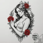 A girl whose skin has the texture of a marble… – tattoo sketch (№1752094491_0, 09.07.2025 20:54) — tattoovalue.net