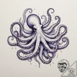An octopus, its tentacles are swirls of deep… – tattoo sketch (№1752095168_0, 09.07.2025 21:06) — tattoovalue.net
