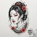 A beautiful, realistic woman’s face, with a s… – tattoo sketch (№1752095336_0, 09.07.2025 21:08) — tattoovalue.net