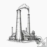 A simple drawing of a factory smokestack – tattoo sketch (№1752095675_0, 09.07.2025 21:14) — tattoovalue.net