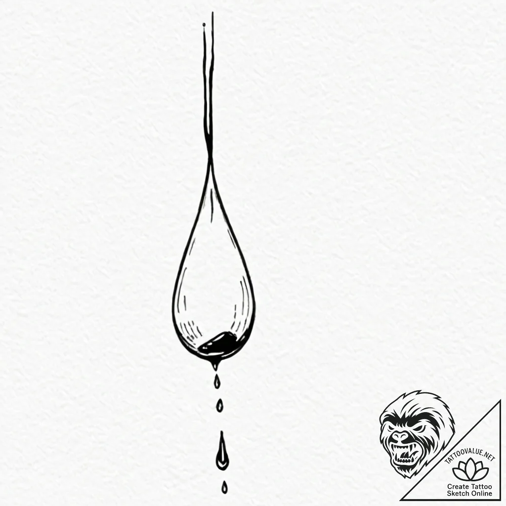 A realistic drop of black ink, suspended as i... - tattoo sketch (№1752095758_0, 09.07.2025 21:15) — tattoovalue.net