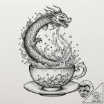 A teacup, with a galaxy swirling inside it, p… – tattoo sketch (№1752096099_0, 09.07.2025 21:21) — tattoovalue.net