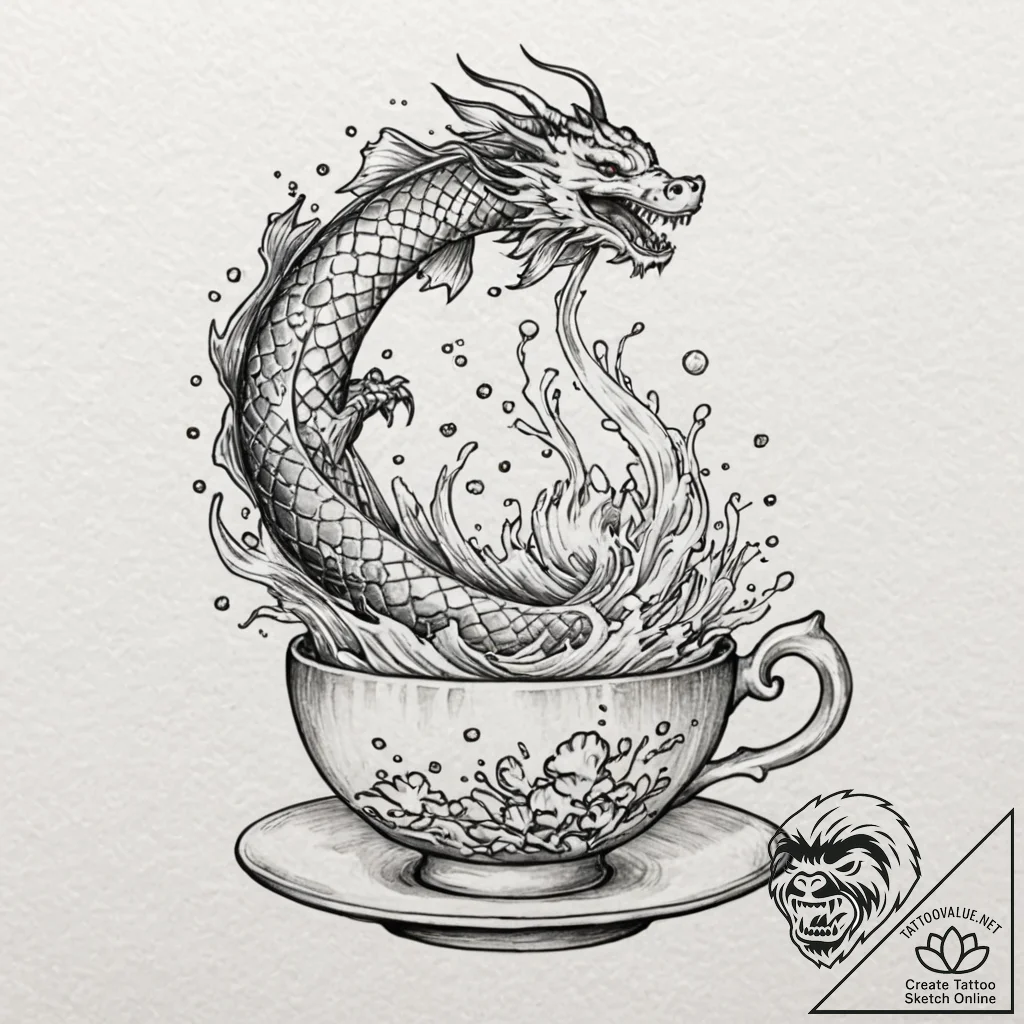 A teacup, with a galaxy swirling inside it, p... - tattoo sketch (№1752096099_0, 09.07.2025 21:21) — tattoovalue.net