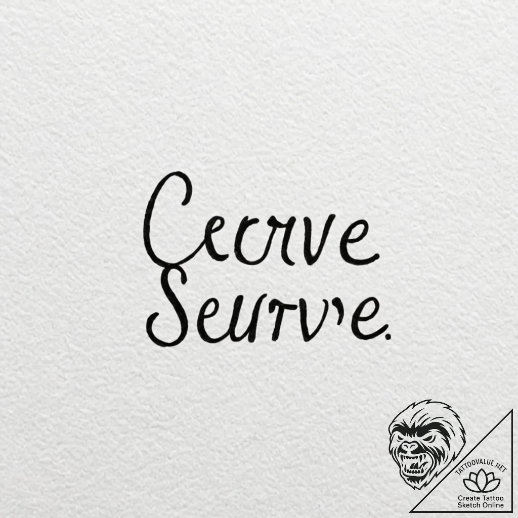 A single, powerful word "serve", written in a... - tattoo sketch (№1752096183_0, 09.07.2025 21:23) — tattoovalue.net