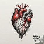 A human heart, with a price tag attached to i… – tattoo sketch (№1752096440_0, 09.07.2025 21:27) — tattoovalue.net