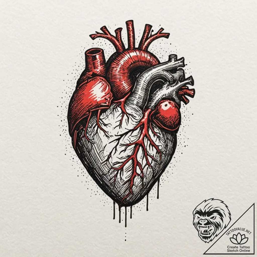 A human heart, with a price tag attached to i... - tattoo sketch (№1752096440_0, 09.07.2025 21:27) — tattoovalue.net