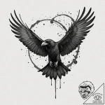 A beautiful, realistic raven, its wings are d… – tattoo sketch (№1752096526_0, 09.07.2025 21:28) — tattoovalue.net