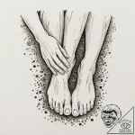A person’s hands, washing the feet of another… – tattoo sketch (№1752097293_0, 09.07.2025 21:41) — tattoovalue.net
