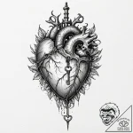 A beautiful, realistic heart, with a dagger a… – tattoo sketch (№1752097462_0, 09.07.2025 21:44) — tattoovalue.net