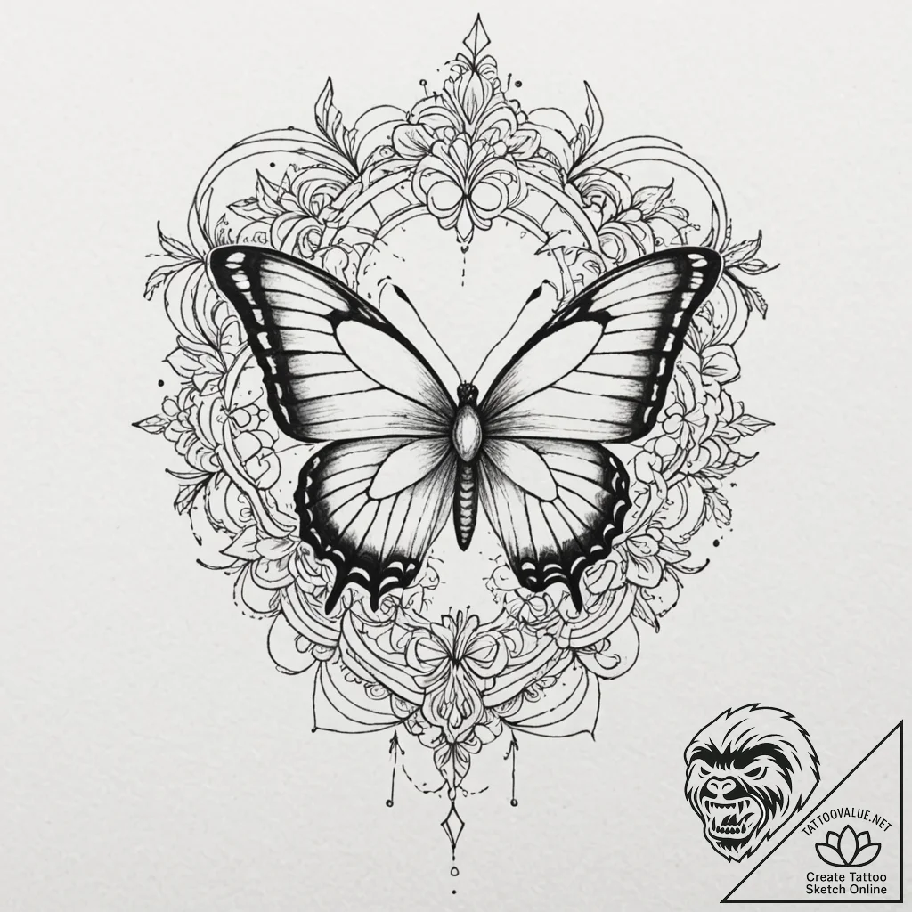 A beautiful, realistic butterfly, but its win... - tattoo sketch (№1752097547_0, 09.07.2025 21:45) — tattoovalue.net