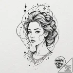A beautiful woman whose body is made of const… – tattoo sketch (№1752097630_0, 09.07.2025 21:47) — tattoovalue.net