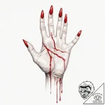 A human hand, with long, sharp fingernails, p… – tattoo sketch (№1752098062_0, 09.07.2025 21:54) — tattoovalue.net
