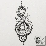 A snake, its body forming a treble clef, the… – tattoo sketch (№1752098330_0, 09.07.2025 21:58) — tattoovalue.net